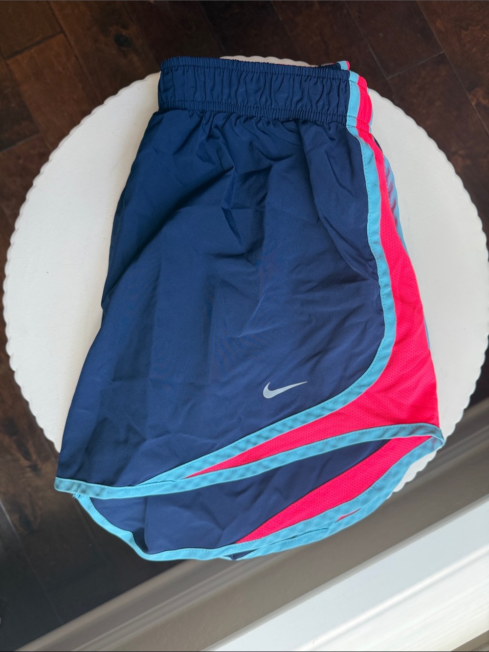 Dri-Fit Nike Navy Shorts with Pink & Teal Trim Women’s Large